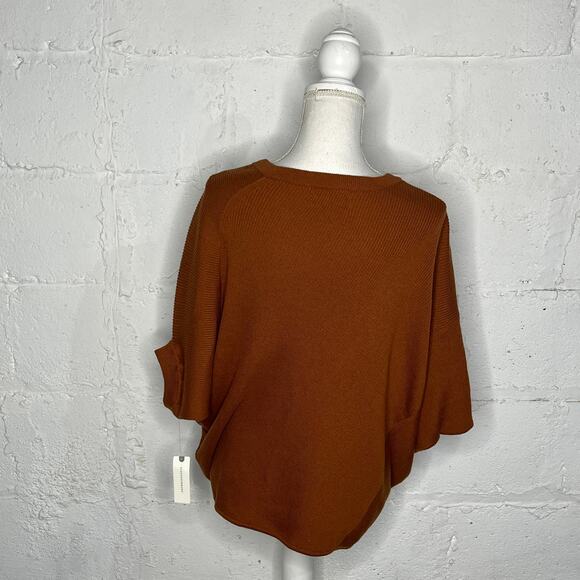 Anthropologie Women's Vanessa Ribbed Knit Poncho Sweater Honey Size XS NWT - Picture 3 of 9